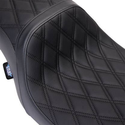 Drag Specialties Predator 2-Up Seat – Vinyl – Double Diamond Black Stitch – w/o Backrest – FL '08-'23 – view 2