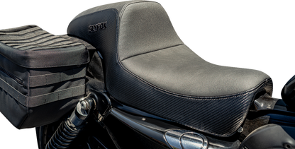 Slyfox Drifter Seat – Black Logo – Black Vinyl w/ Slipstop – Carbon Fiber – XL '04-'22 – view 4