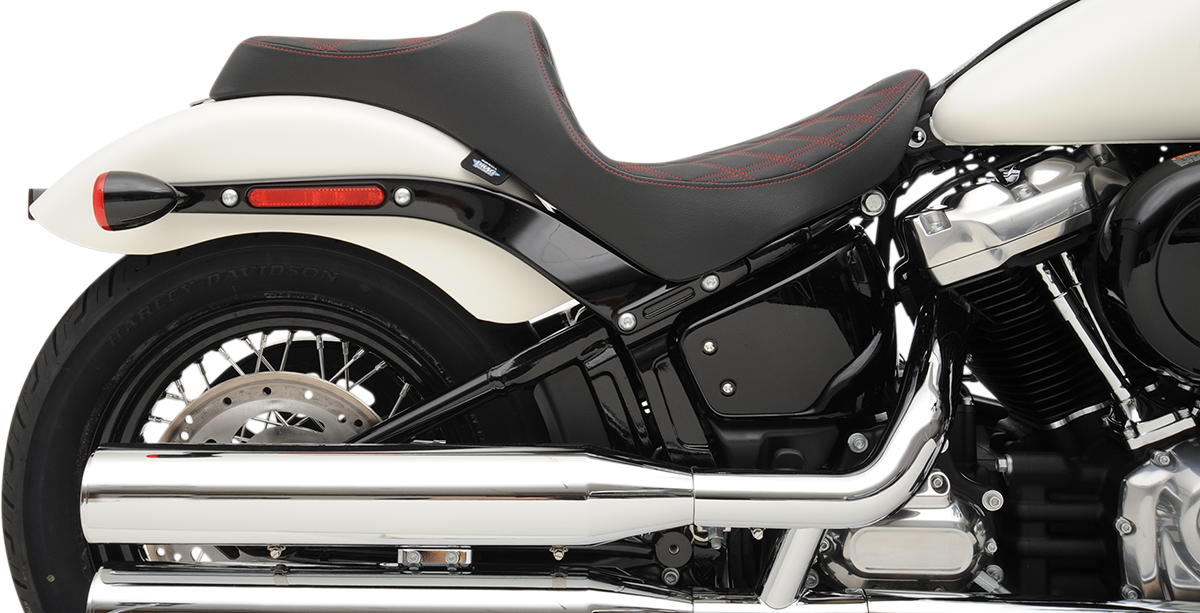 Drag Specialties Predator III Seat – Double Diamond – Red Stitching – FL/FX '18-'23 – view 3