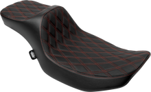 Drag Specialties Extended Reach Predator III Seat – Double Diamond – Red Stitching – Vinyl – FLH/FLT '23-'24