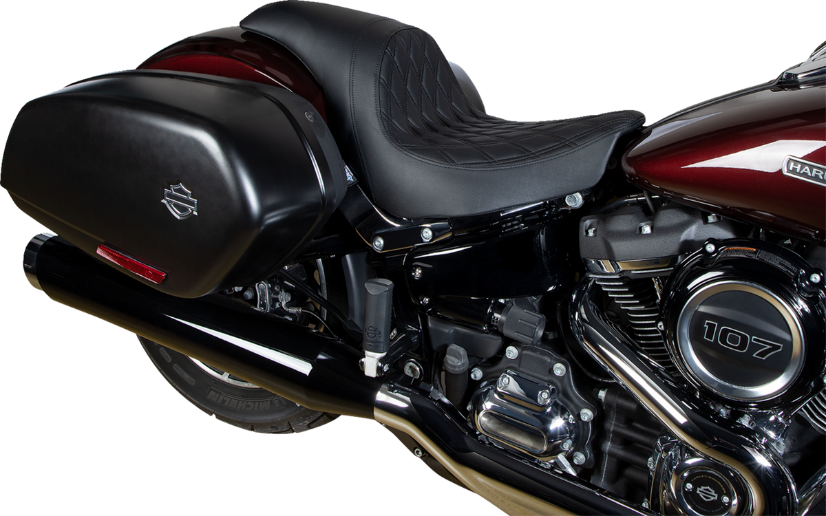 Drag Specialties Predator Seat – Double Diamond w/ Black Sitching – Vinyl – FLSB/FXLR '18-'23 – view 2