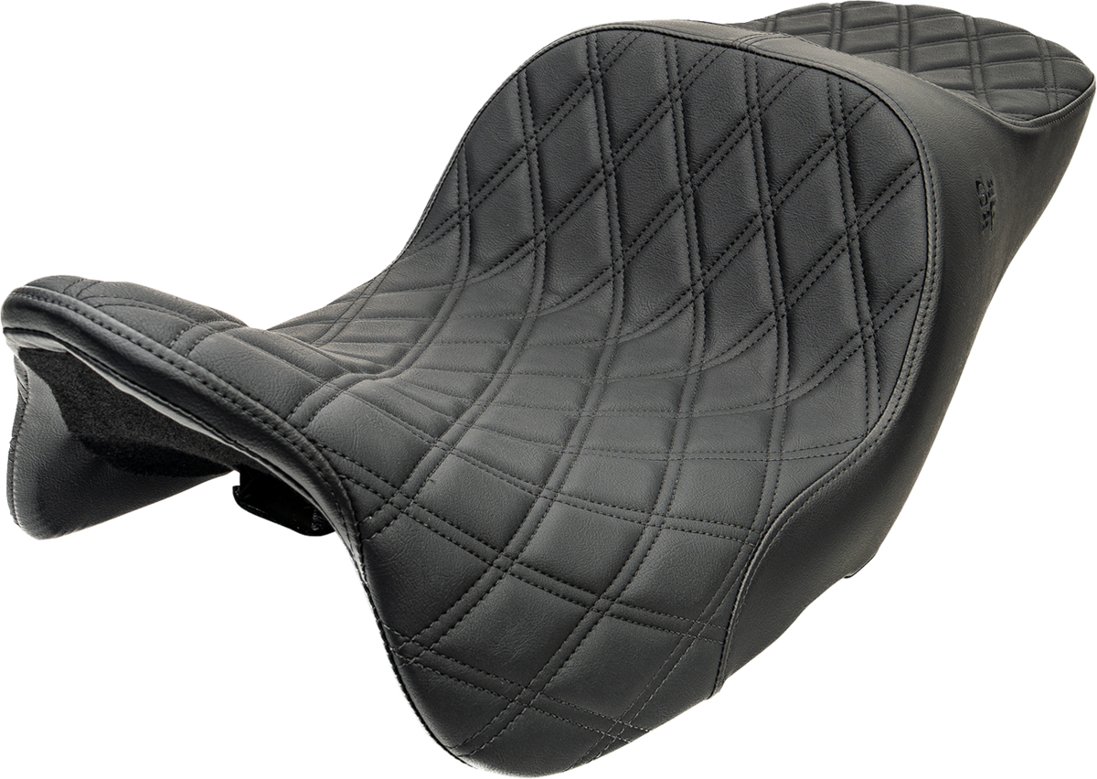 Slyfox Chariot Seat – Black Double Diamond Stitch – Black Logo – FLH/FLT '23.5-'26