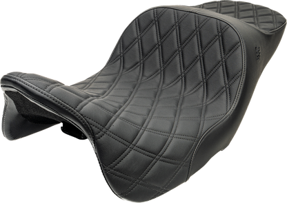 Slyfox Chariot Seat – Black Double Diamond Stitch – Black Logo – FLH/FLT '23.5-'26
