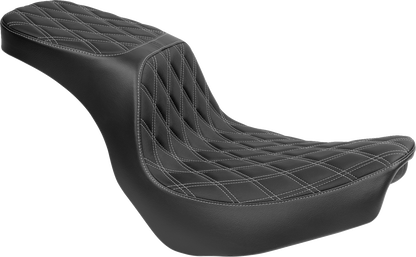 Drag Specialties Predator 2-Up Seat – Vinyl – Double Diamond – Silver Stitching – FLSB/FXLRS '18-'24