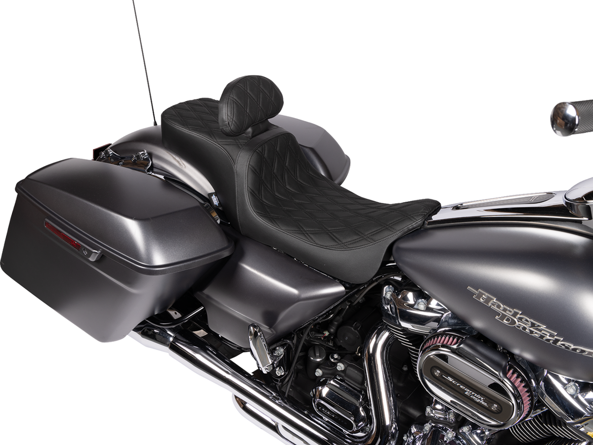 Drag Specialties Predator 2-Up Seat – Vinyl – Double Diamond – w/o Backrest – FLH/FLTR '08-'23 – view 2