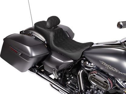 Drag Specialties Predator 2-Up Seat – Vinyl – Double Diamond – w/o Backrest – FLH/FLTR '08-'23 – view 2