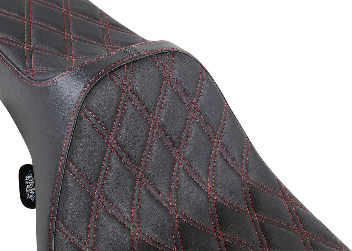 Drag Specialties Extended Reach Predator III Seat – Double Diamond – Black w/ Red Stitching – FL '99-'07 – view 3