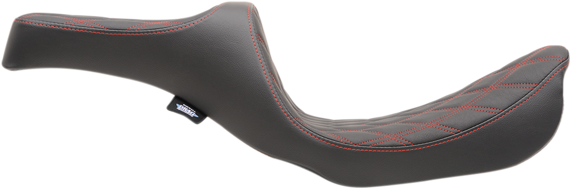 Drag Specialties Predator III Seat – Double Diamond – Red Stitching – FXD/FLD '06-'17 – view 2