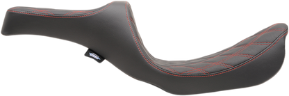 Drag Specialties Predator III Seat – Double Diamond – Red Stitching – FXD/FLD '06-'17 – view 2