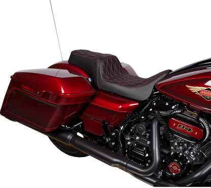 Drag Specialties Predator 1Up Seat – Vinyl – Double Diamond Red Stitch – FLH '08-'23 – view 3