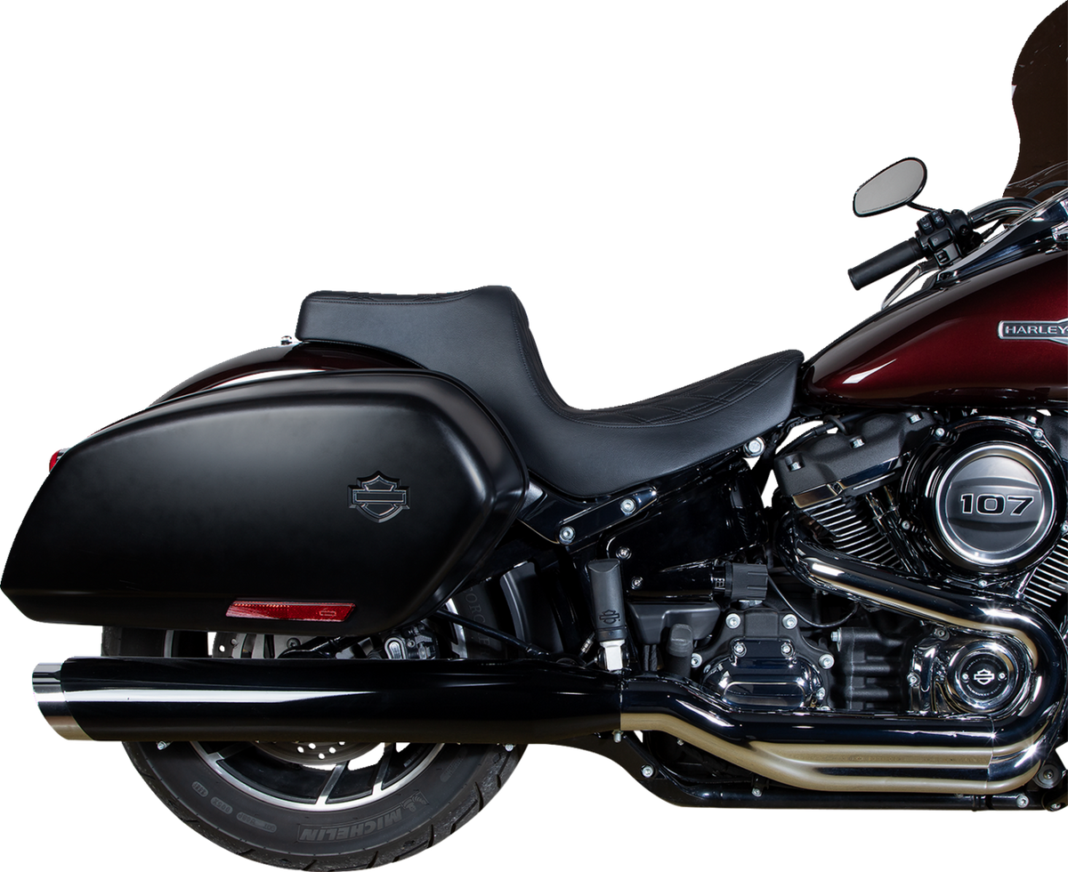 Drag Specialties Predator III 2-Up Seat – Vinyl – Double Diamond – Black Stitching – FL/FX '18-'24 – view 6