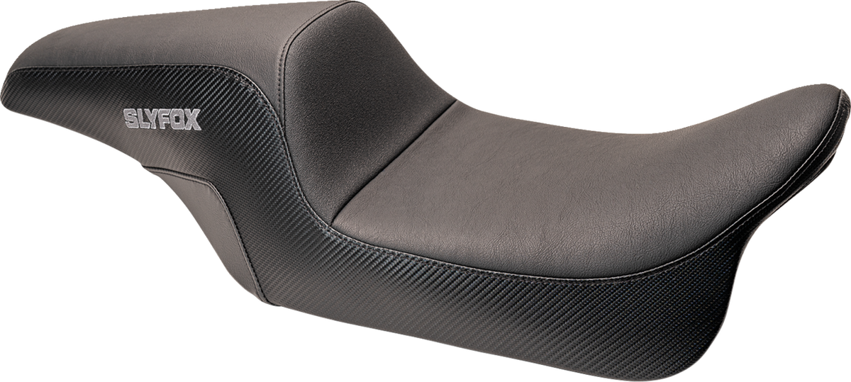 Slyfox Drifter Seat – Gray Logo – Smooth Vinyl – Carbon Fiber – FL '97-'07