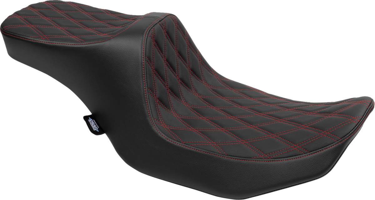 Drag Specialties Predator III 2-Up Seat – Vinyl – Double Diamond – Red Stitching – FLT/FLH '23-'24