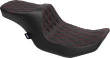 Drag Specialties Predator III 2-Up Seat – Vinyl – Double Diamond – Red Stitching – FLT/FLH '23-'24