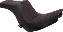 Drag Specialties Predator III 2-Up Seat – Vinyl – Double Diamond – Red Stitching – FL/FX '18-'24