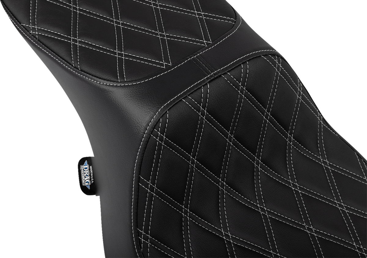 Drag Specialties Predator 2-Up Seat – Vinyl – Double Diamond Silver Stitch – w/o Backrest – FLTR/FLHX '23-'24 – view 2
