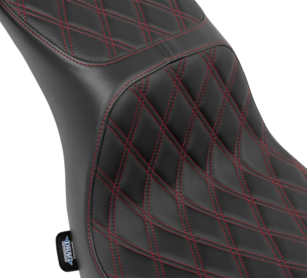 Drag Specialties Predator 2-Up Seat – Vinyl – Double Diamond – Red Stitching – FLSB/FXLRS '18-'24 – view 3