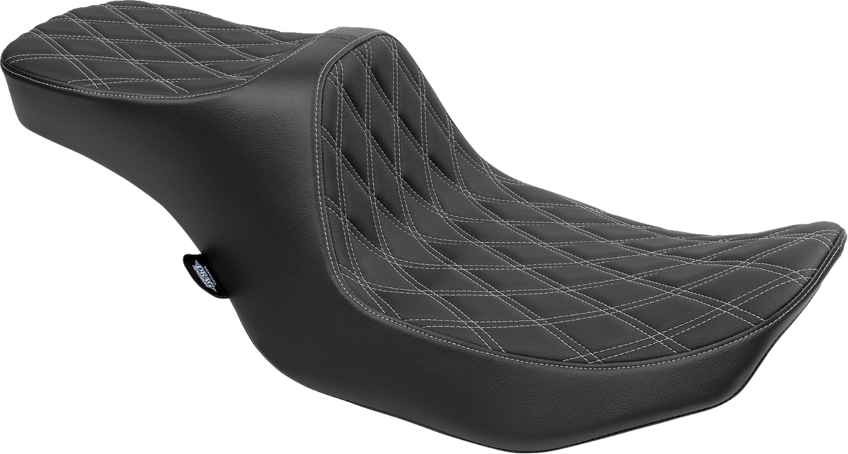 Drag Specialties Predator III 2-Up Seat – Vinyl – Double Diamond – Silver Stitching – FLT/FLH '23-'24