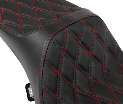 Drag Specialties Predator III Seat – Extended Reach – Double Diamnd – Red Stitching – FLH/FLT '08-'24 – view 3
