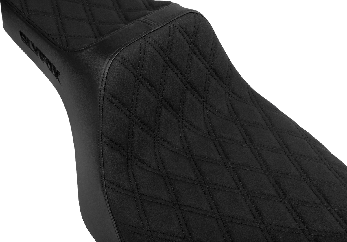 Slyfox High Noon Seat – Double Diamond – Black Logo – Black Stitch – FLH/FLT '23-'25