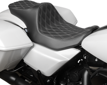 Drag Specialties Predator III 2-Up Seat – Vinyl – Double Diamond – Silver Stitching – FLT/FLH '23-'24 – view 2