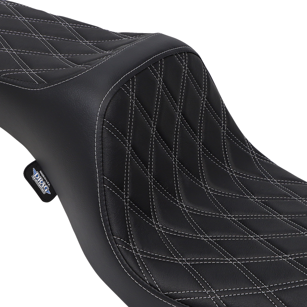 Drag Specialties Predator III Seat – Double Diamond – Silver Stitching – FXD/FLD '06-'17 – view 2