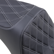 Drag Specialties Predator III 2-Up Seat – Vinyl – Double Diamond – Silver Stitching – Softail '06-'17 – view 2