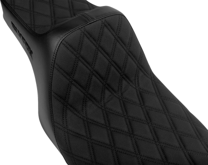 Slyfox High Noon Seat – Double Diamond – Black Logo – Black Stitch – FLH/FLT '97-'07 – view 2