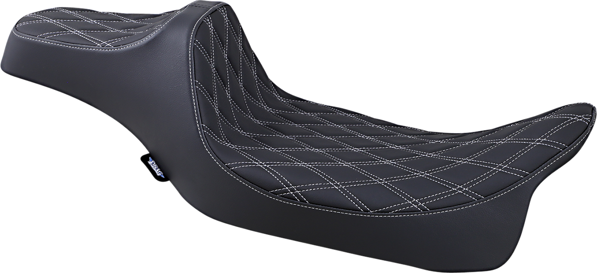Drag Specialties Predator III Seat – Extended Reach – Double Diamond – Silver Stitched – FL '08-'23