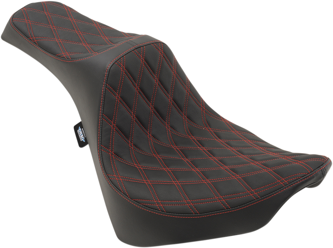 Drag Specialties Predator III Seat – Double Diamond – Red Stitching – FL/FX '18-'23