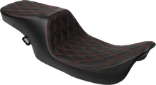 Drag Specialties Predator 2-Up Seat – Vinyl – Double Diamond – Red Stitching – w/o Backrest – FL '97-'07