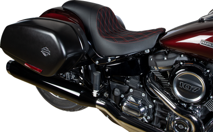 Drag Specialties Predator Seat – Double Diamond w/ Red Sitching – Vinyl – FLSB/FXLR '18-'23 – view 2