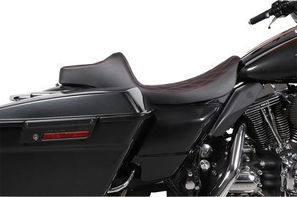 Drag Specialties Extended Reach Predator III Seat – Double Diamond – Black w/ Red Stitching – FL '99-'07 – view 5