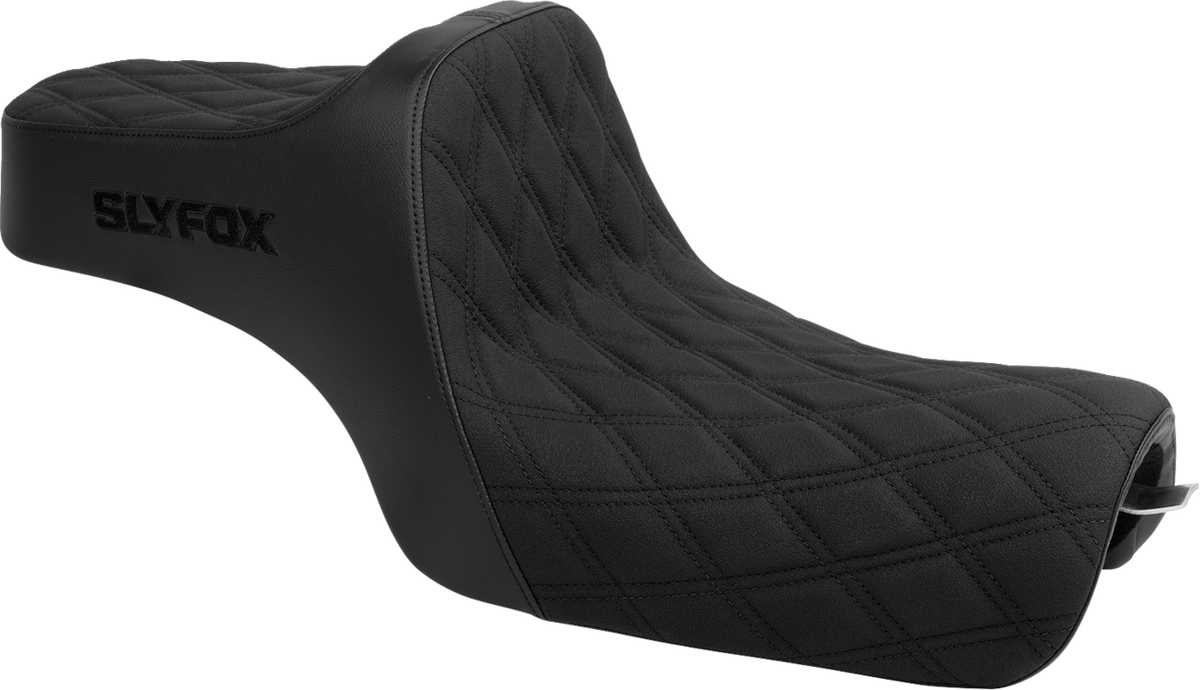 Slyfox High Noon Seat – Double Diamond – Black Logo – Black Stitch – XL '04-'22