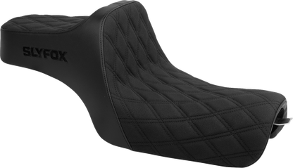 Slyfox High Noon Seat – Double Diamond – Black Logo – Black Stitch – XL '04-'22
