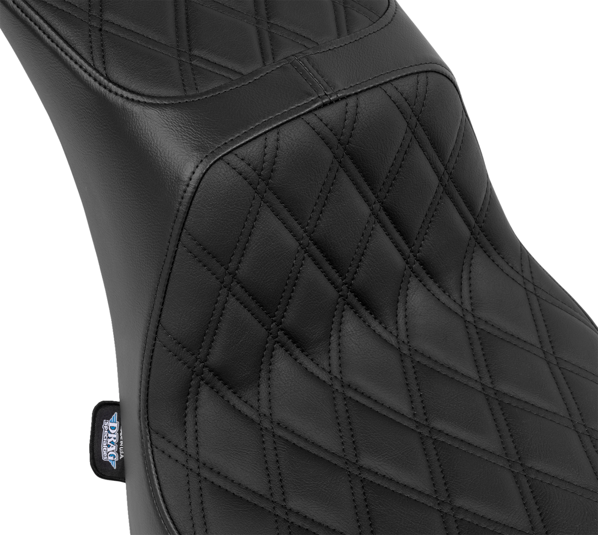 Drag Specialties Performance Predator 2-Up Seat – Vinyl – Double Diamond – Black Thread – FL '00-'17