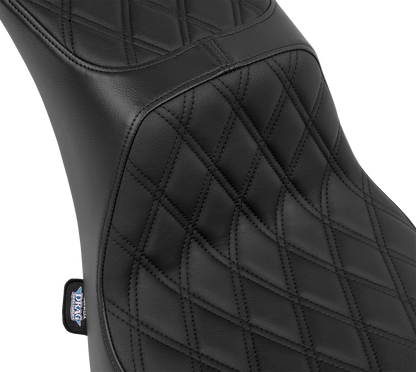Drag Specialties Performance Predator 2-Up Seat – Vinyl – Double Diamond – Black Thread – FL '00-'17