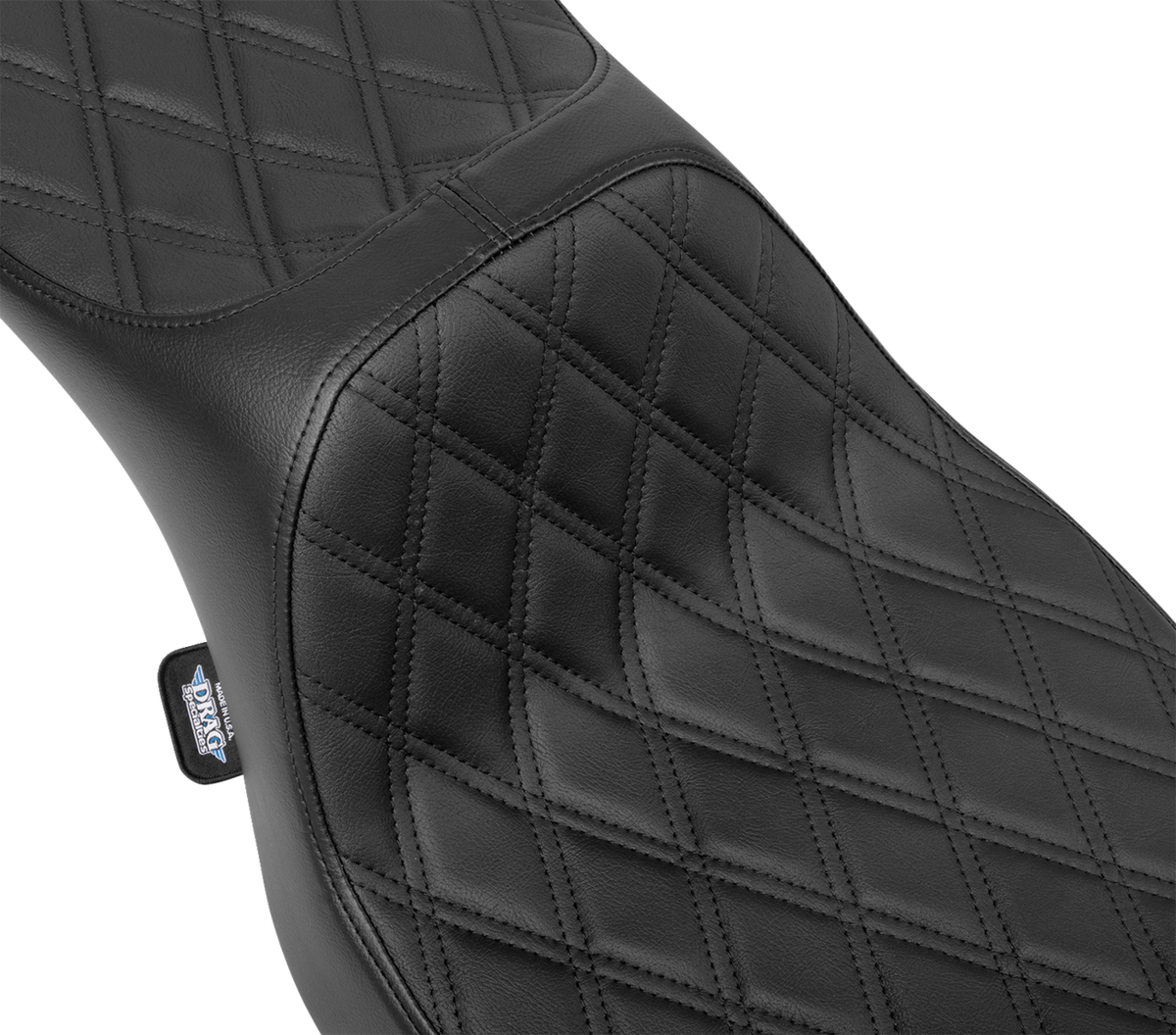Drag Specialties Extended Reach Predator III Seat – Double Diamond – Black Stitching – Vinyl – FLH/FLT '23-'24 – view 2