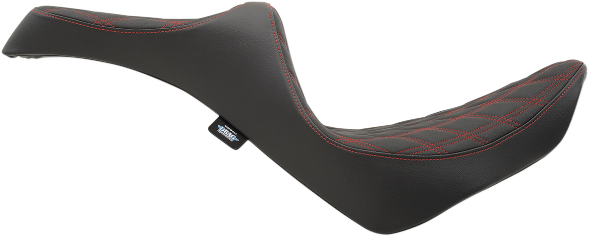 Drag Specialties Predator III Seat – Double Diamond – Red Stitching – FL/FX '18-'23 – view 2