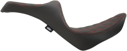 Drag Specialties Predator III Seat – Double Diamond – Red Stitching – FL/FX '18-'23 – view 2