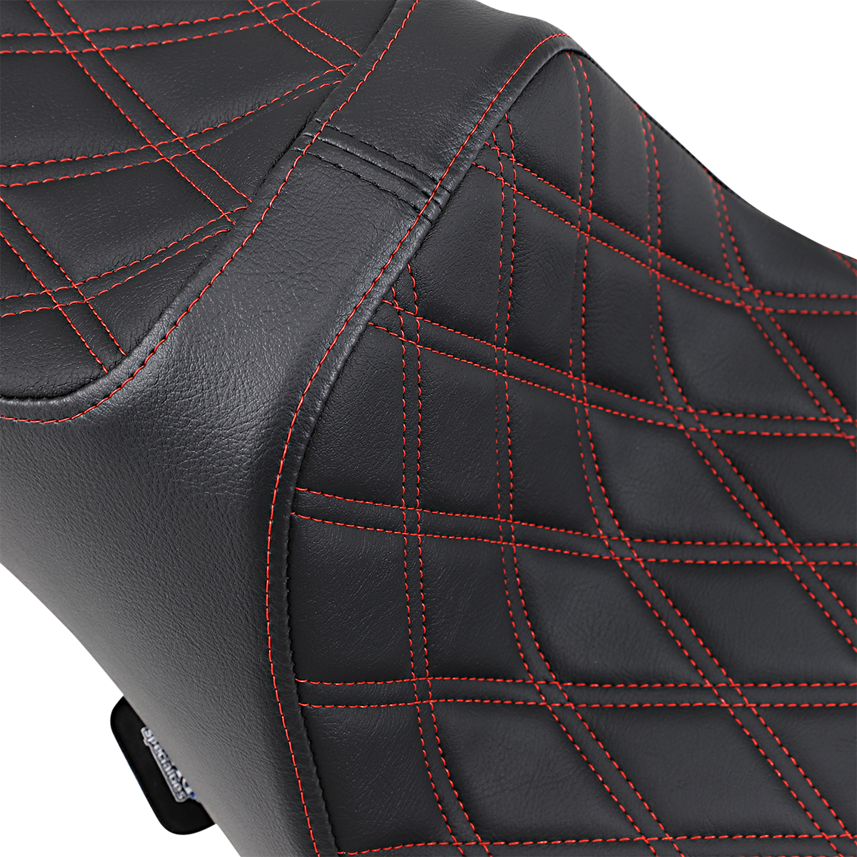 Drag Specialties Predator III Seat – Extended Reach – Double Diamond – Red Stitched – FL '08-'23 – view 2