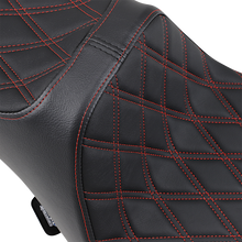 Drag Specialties Predator III Seat – Extended Reach – Double Diamond – Red Stitched – FL '08-'23 – view 2