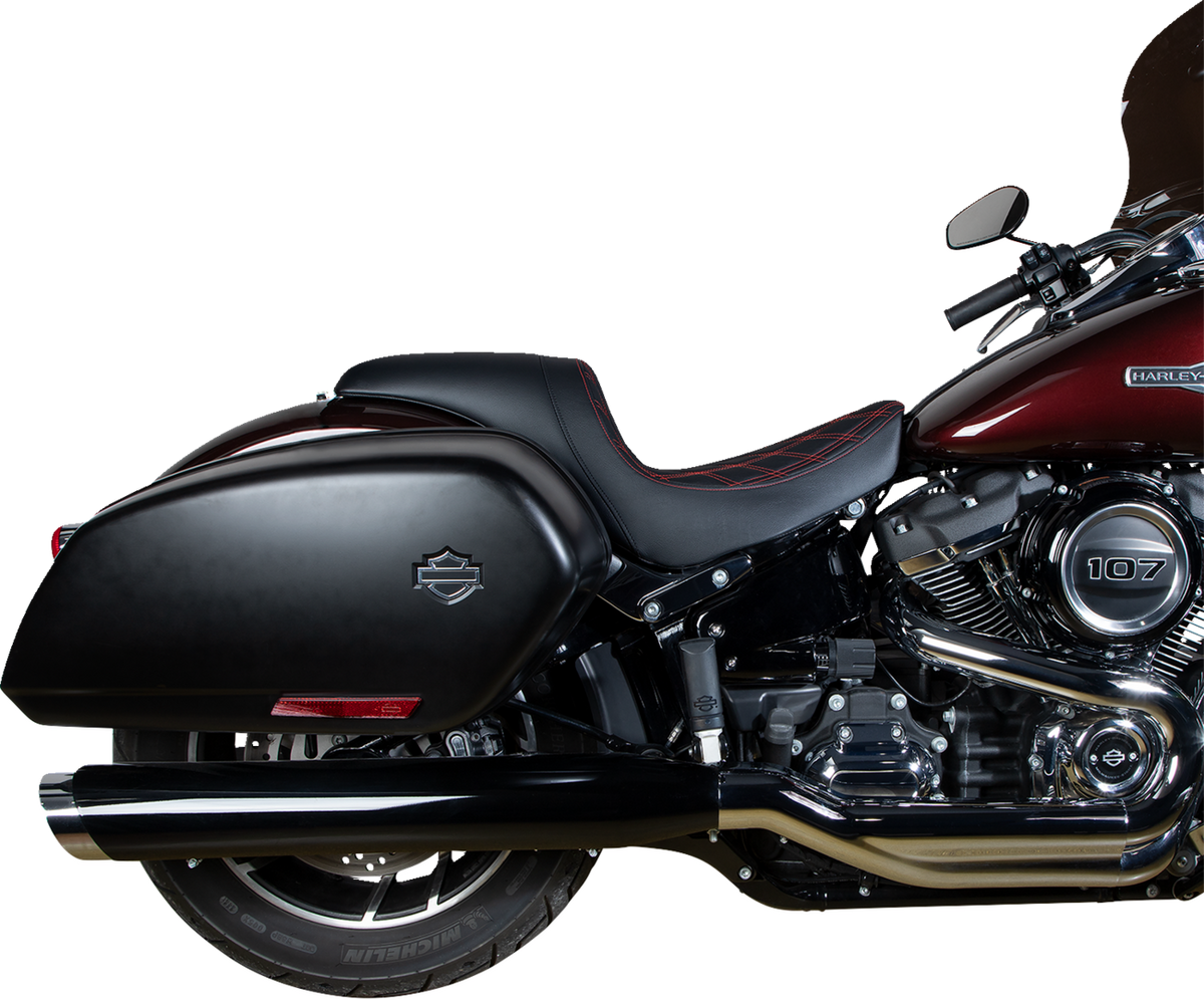 Drag Specialties Predator Seat – Double Diamond w/ Red Sitching – Vinyl – FLSB/FXLR '18-'23 – view 3