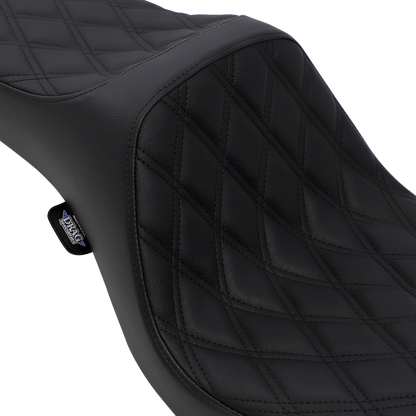 Drag Specialties Predator III Seat – Double Diamond – Black Stitching – FXD/FLD '06-'17 – view 2