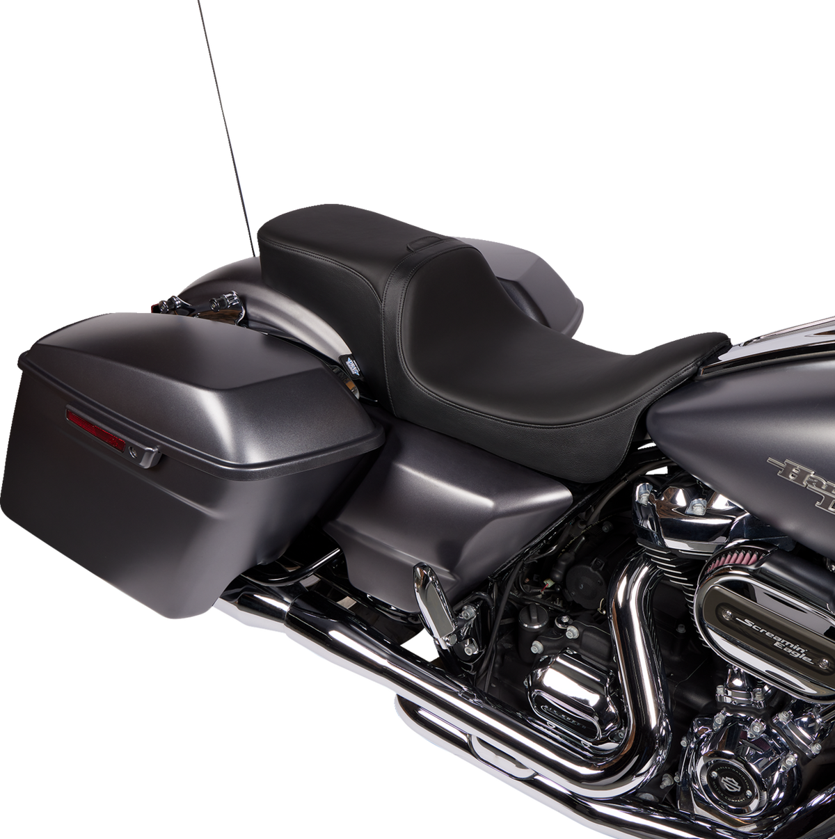 Drag Specialties Predator 2-Up Seat – Solar Leather – Smooth – w/ Backrest Receptacle – FL '08-'23 – view 2