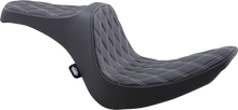 Drag Specialties Predator III 2-Up Seat – Vinyl – Double Diamond – Silver Stitching – Softail '06-'17