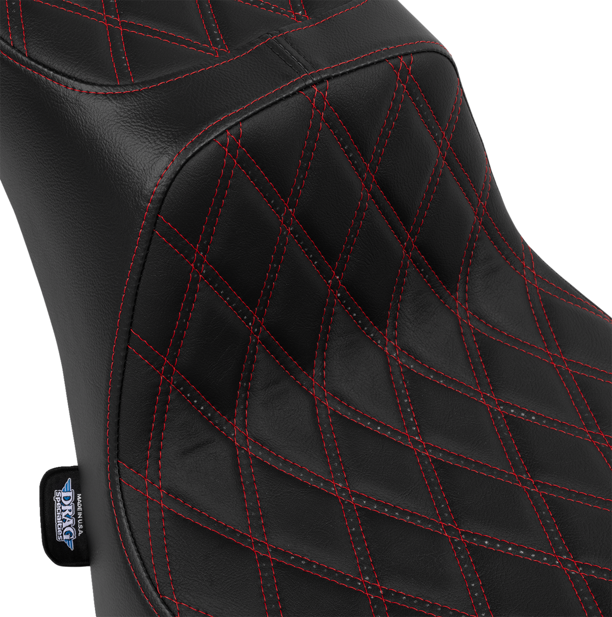 Drag Specialties Performance Predator 2-Up Seat – Vinyl – Double Diamond – Red Thread – FL '00-'17 – view 4