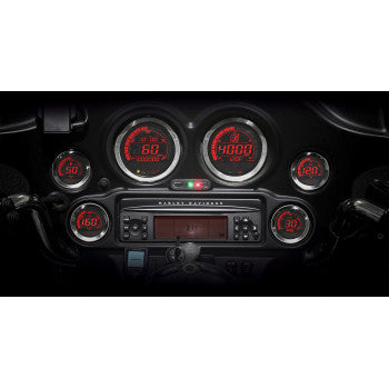 6 Piece Gauge Kit With Silver Bezel for Harley-Davidson Baggers