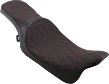 Drag Specialties Predator 2-Up Seat – Double Diamond – Red Stitching – FL '08-'23