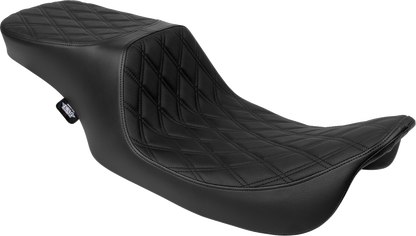 Drag Specialties Predator 2-Up Seat – Vinyl – Double Diamond – Black Stitching- w/o Backrest – FL '97-'07 – view 2